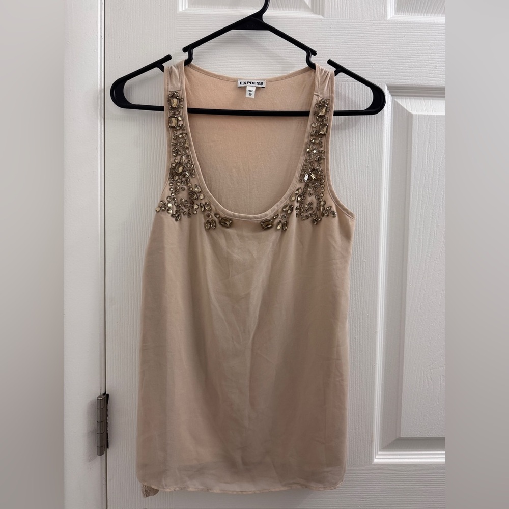 Express Tan Embellished Tank Top